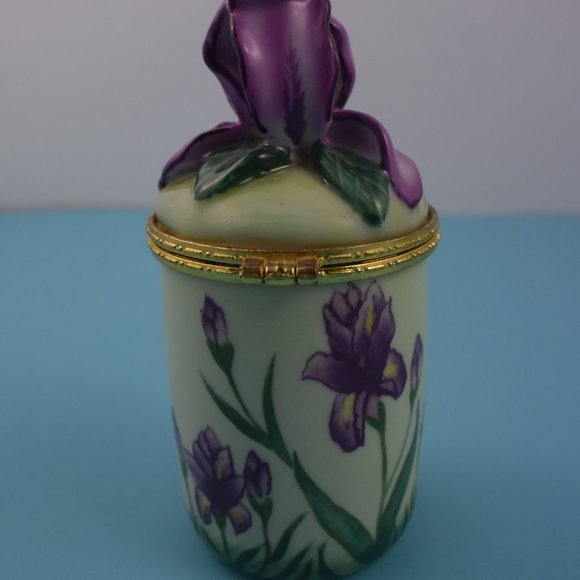 2 Bombay Hinged Candle Holders Trinket Boxes Blue Iris & Bird w Babies LIKE NEW! - Picture 12 of 15